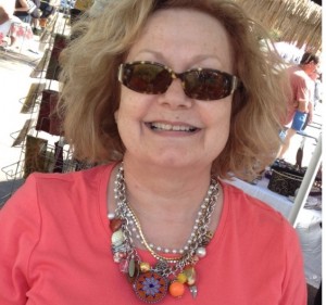 shopper Mary Evelyn wearing her new Ruby Mae southwest bib necklace