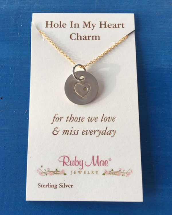 sterling hole heart charm necklace