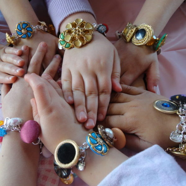 Sweet little girls who made buttons bracelets at my neice Grace’s birthday party