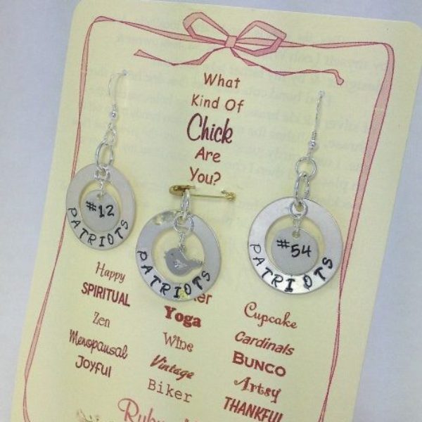 Chick charm earring & necklace set for the Patriots #1 fan Dede