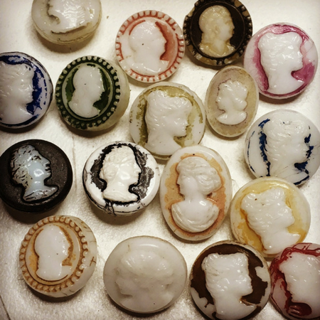 antique glass profile buttons