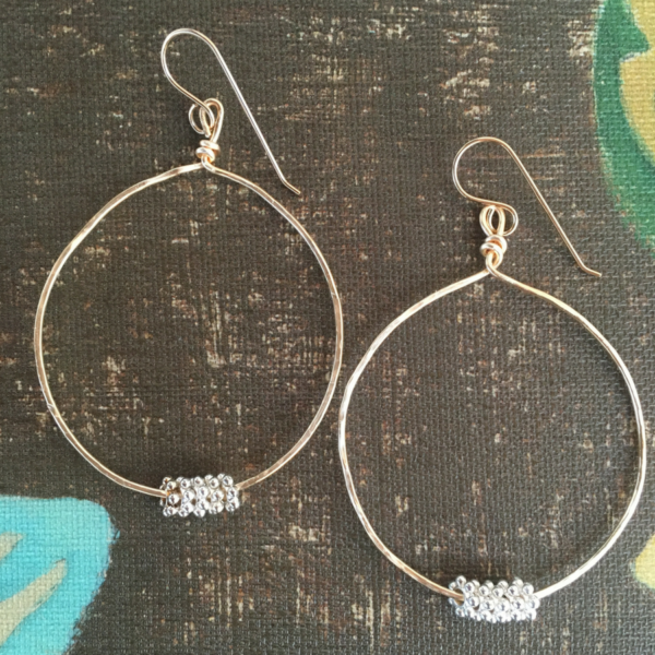 Hoop Earrings with Floating Daisies