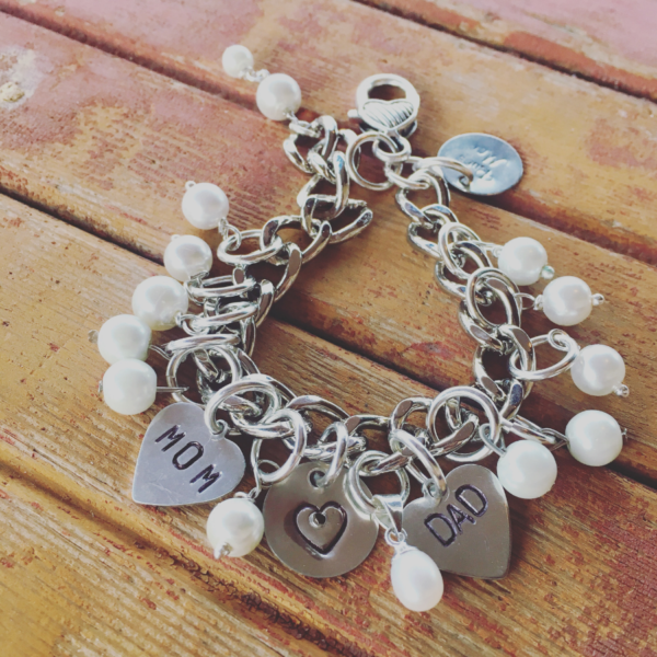 Mom Dad Hole In My Heart Charm Bracelet